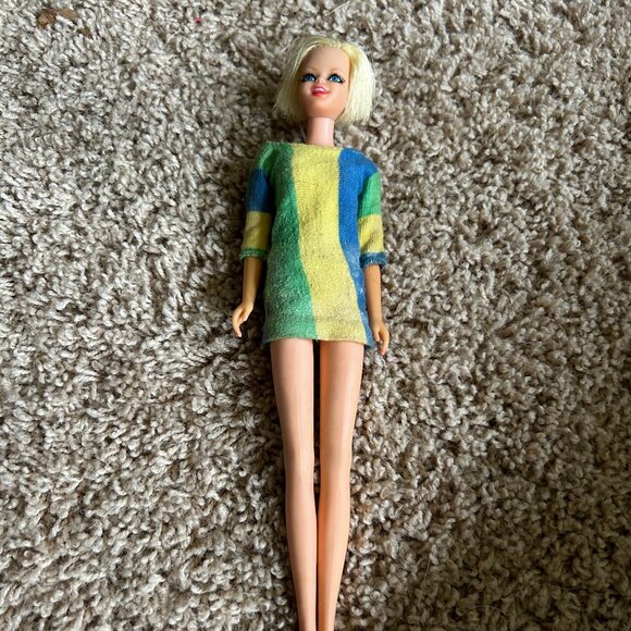 Barbie Other - Barbie Mattel Twiggy doll rooted eyelashes dress boots not shown panties